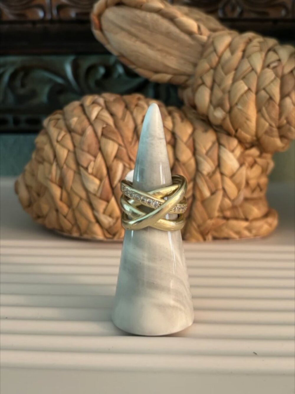 Boutique Matte Gold and CZ Ring
